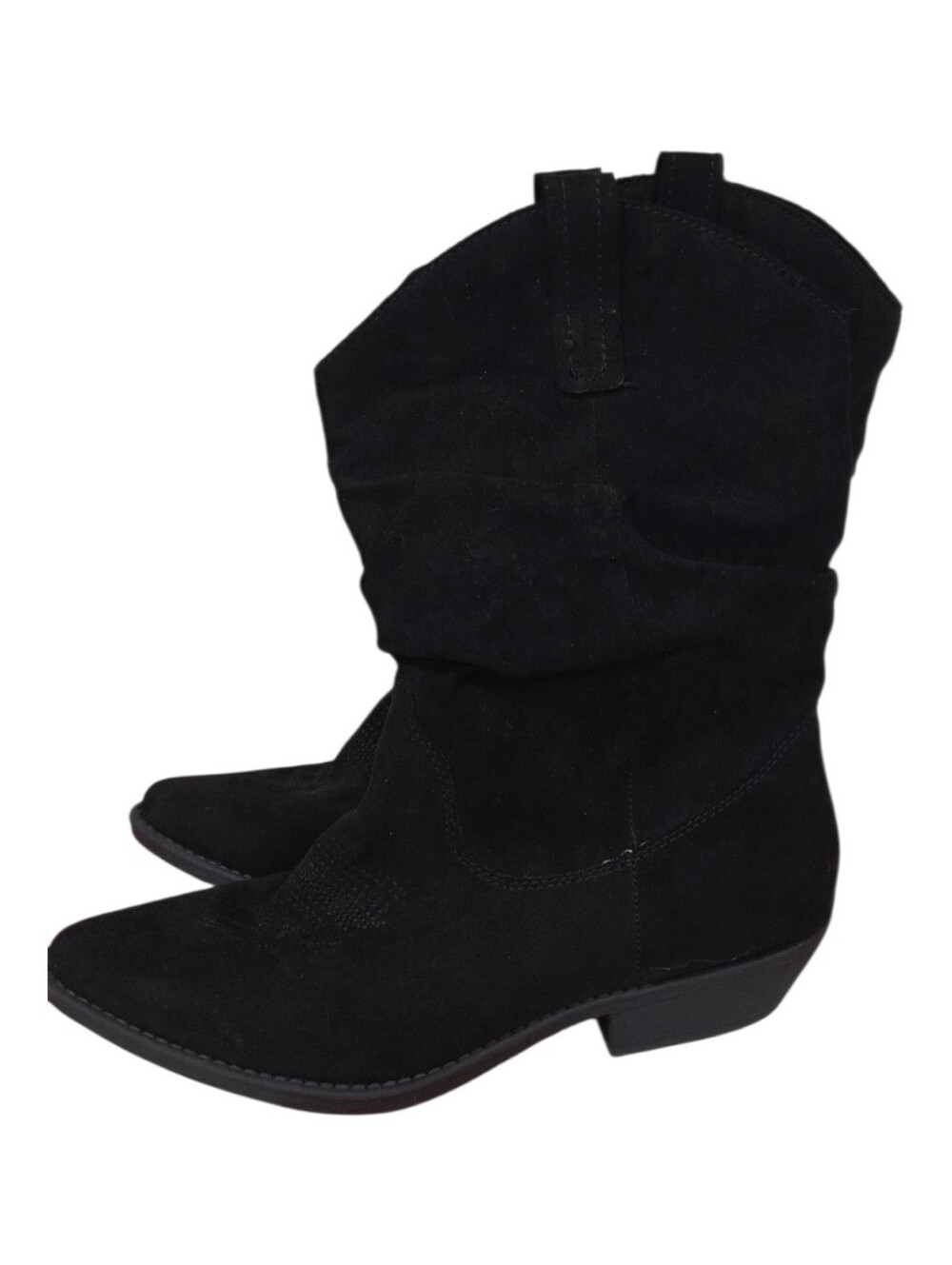 Style & Co 9 Black Suede Slouch Western Ankle Boots - Women - Picture 2 of 10